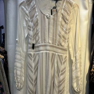 For Love And Lemons White and Cream Long Sleeve Dress